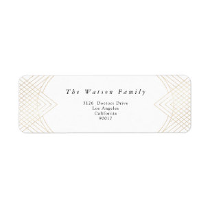 Gold White Oval Geometric Art Deco Gatsby Wedding