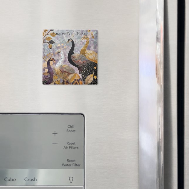 Gold White Peacocks Magnet (In Situ (Fridge))
