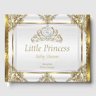 Gold White Pearl Princess Baby Shower Guest Book