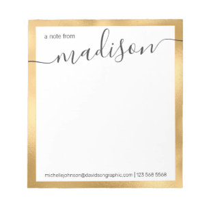  Gold White Personalized Name   From The Desk Of N Notepad