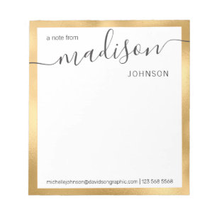  Gold White Personalized Name   From The Desk Of Notepad