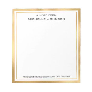 Gold White Personalized Name   From The Desk Of Notepad