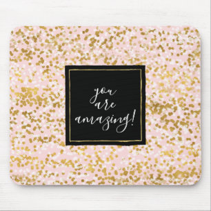 Gold White Pink Confetti Mouse Pad