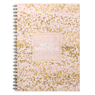 Gold White Pink Confetti Notebook