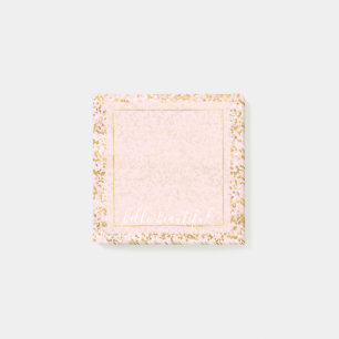 Gold White Pink Confetti Post-it Notes