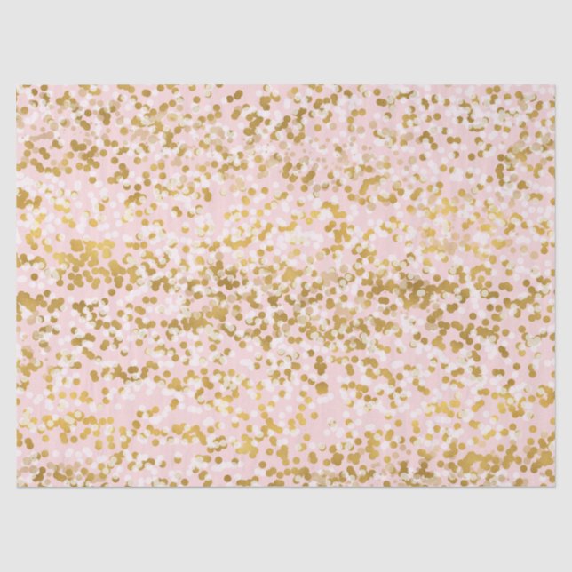 Gold White Pink Confetti Tissue Paper (Front)
