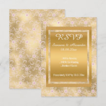 Gold White Pink Lace Simple All Occassion RSVP