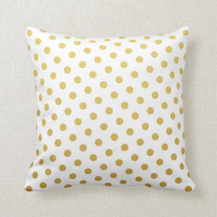 Gold & White Polka Dot Pattern Throw Pillows