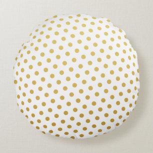 Gold & White Polka Dot Round Pillows