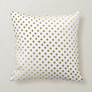 Gold & White Polka Dots Modern Geometric Pattern Throw Pillow