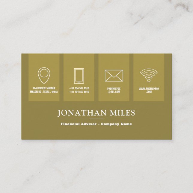 Gold & White Professional Icon Business Card (Front)