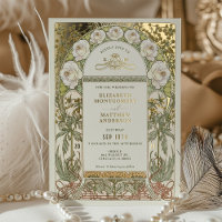 Gold White Roses Vintage Wedding Art Nouveau