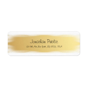 Gold White Script Luxe Moderne Adresse de retour