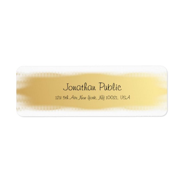 Gold White Script Luxe Moderne Adresse de retour (Devant)