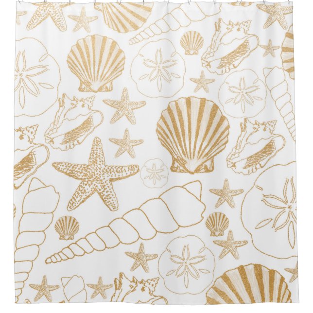 Gold White Sea Shells modern bathroom decor (Front)