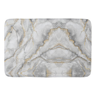 Gold White Silver Marble Pretty Bath Mat