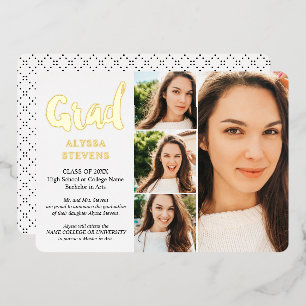 Gold white simple Grad script 4 photos graduation