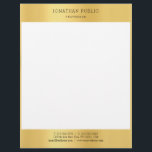 Gold White Simple Modern Professional Template Letterhead<br><div class="desc">Elegant Gold White Simple Modern Professional Template Letterhead.</div>