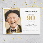 Gold White Simple Photo 90th Birthday Party Invitation<br><div class="desc">Gold White Simple Photo 90th Birthday Party Invitation. Celebrate a milestone in style with our invitation design that seamlessly blends simplicity and sophistication. The timeless combination of white and gold sets the tone for an elegant affair, ensuring your milestone birthday is a truly classy event. The design features a custom...</div>