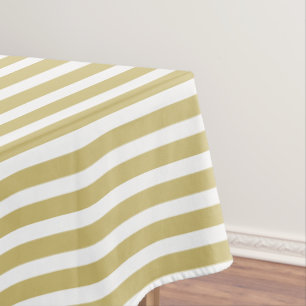 Gold/White Simple Stripes Pattern Tablecloth