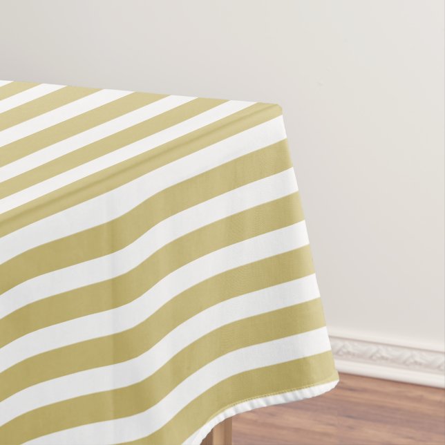 Gold/White Simple Stripes Pattern Tablecloth (In Situ)