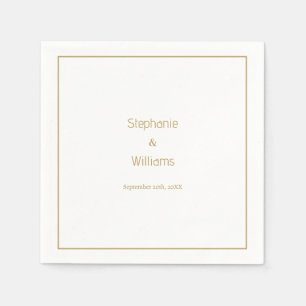 Gold White Simple Wedding Elegant Minimal Napkin