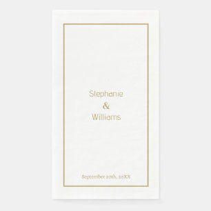Gold White Simple Wedding Elegant Minimal Napkin