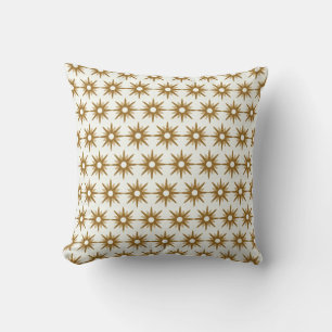 Gold & White Starburst Pattern Throw Pillow