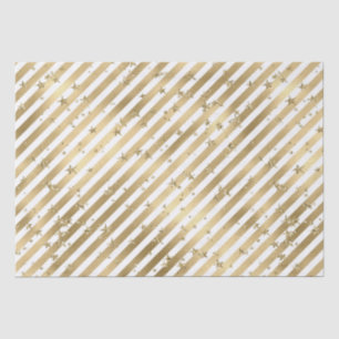 Gold White Stars and Stripes Tissue Paper