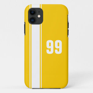 Gold & White Stripe Jersey Numbered iPhone Case