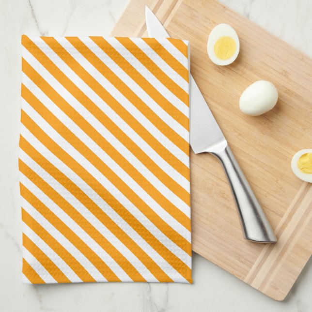 Gold & White Striped Pattern Kitchen Towel (Quarter Fold)