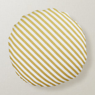 Gold & White Striped Round Pillows