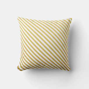 Gold & White Striped Throw Pillows
