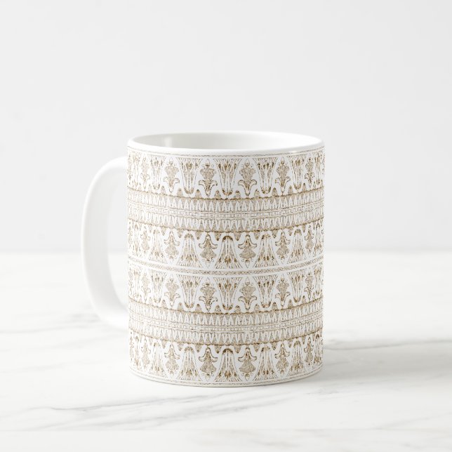 Gold White Stripes Abstract Coffee Mug (Front Left)
