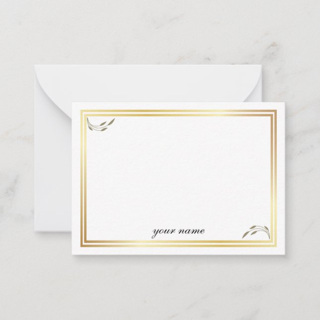 Gold white stylish monogrammed card (Front)