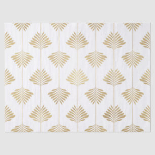 Gold & White Stylized Leafs Art-deco Pattern Tissue Paper