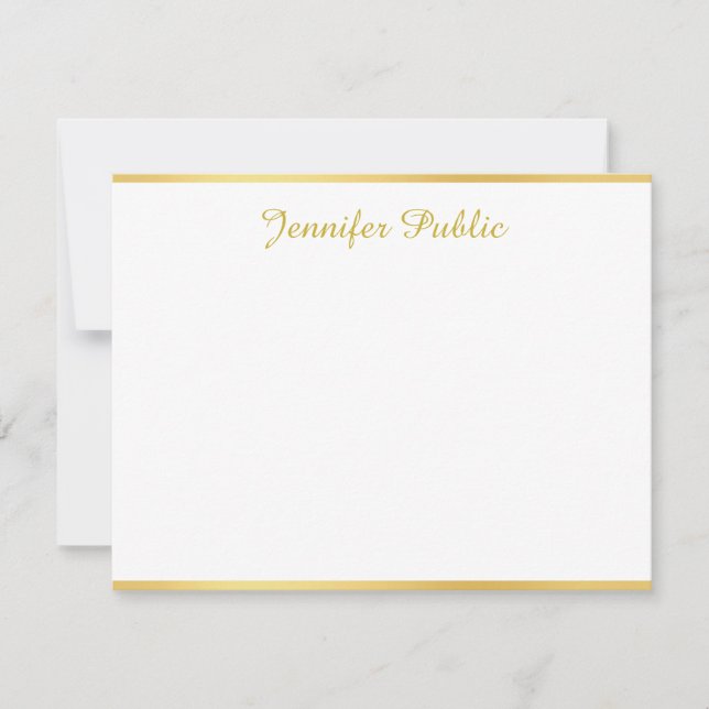 Gold White Template Handwritten Script Name Text (Front)