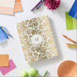 Gold & white vintage damasks iPad cover<br><div class="desc">Elegant gold and white vintage floral damasks with gold and white frame and customizable monogram.</div>