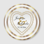 Gold & White Wedding / Anniversary Keepsake  Magnet<br><div class="desc">Wedding Day Favour Magnet. A Wedding Day Keepsake from the Bride and Groom or Anniversary couple ready to personalize. If need be... you can delete all text and start fresh with your own text, colour and font choices with the Zazzle design tool area. ✔Note: Not all template areas need changed....</div>