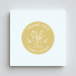 Gold & White Wedding Thank You Mason Jar Flowers Classic Round Sticker<br><div class="desc">Create Your Own Wedding Thank You Round Sticker. For more advanced customization of this design,  Please click the "Customize" button above!</div>