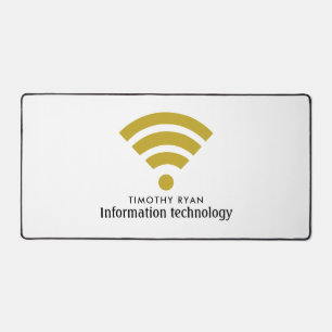 Gold Wi-Fi Logo, Information Technology, Computer Desk Mat