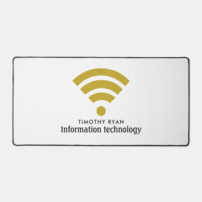 Gold Wi-Fi Logo, Information Technology, Computer Desk Mat (Front)