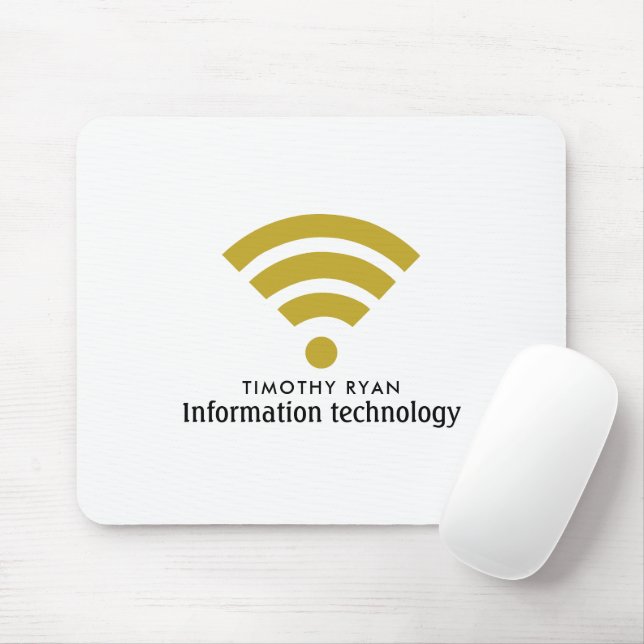 Gold Wi-Fi Logo, Information Technology, Computer Mouse Pad (With Mouse)