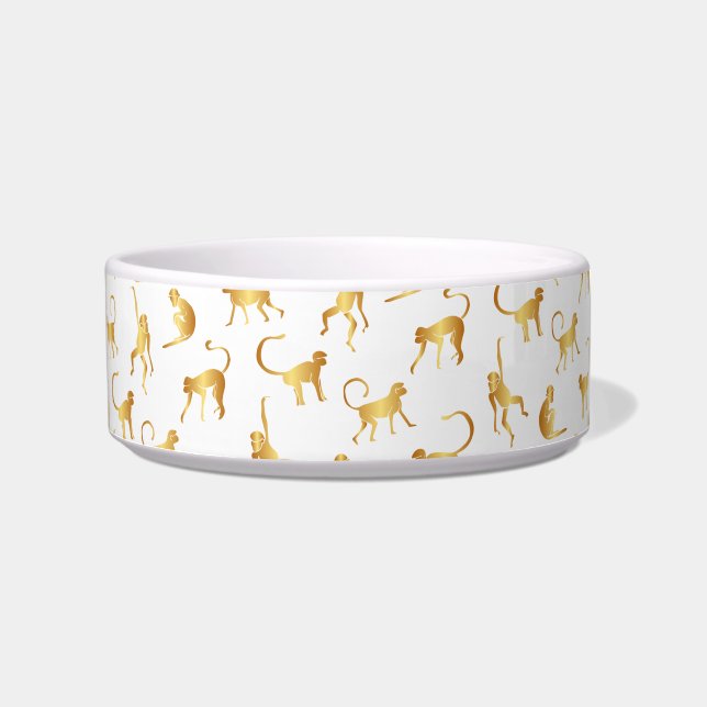 Gold Wild Monkey Tropical Jungle Bowl (Front)