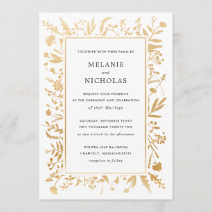 Gold Wildflower Frame Wedding invitation