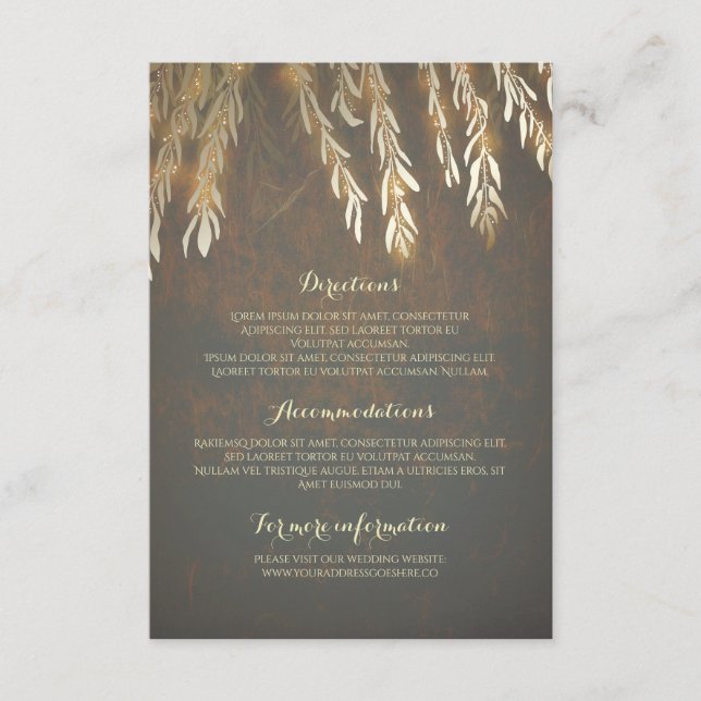 Gold Willow Tree Branches Wedding Details Insert (Front)