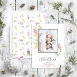 Gold Winter Greenery Merry Christmas Photo Holiday<br><div class="desc">Introducing our Gold Winter Greenery Merry Christmas Photo Holiday Card! This beautiful card features your favourite family photo, with Merry Christmas in a popular hand lettered calligraphy and serif font duo. It's embellished with a festive hand painted watercolor winter botanical greenery with red berries. The card can be personalized with...</div>