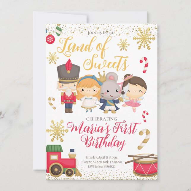 Gold Winter Nutcracker Birthday Invitation (Front)