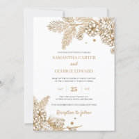 Gold winter pane and cones modern chic wedding