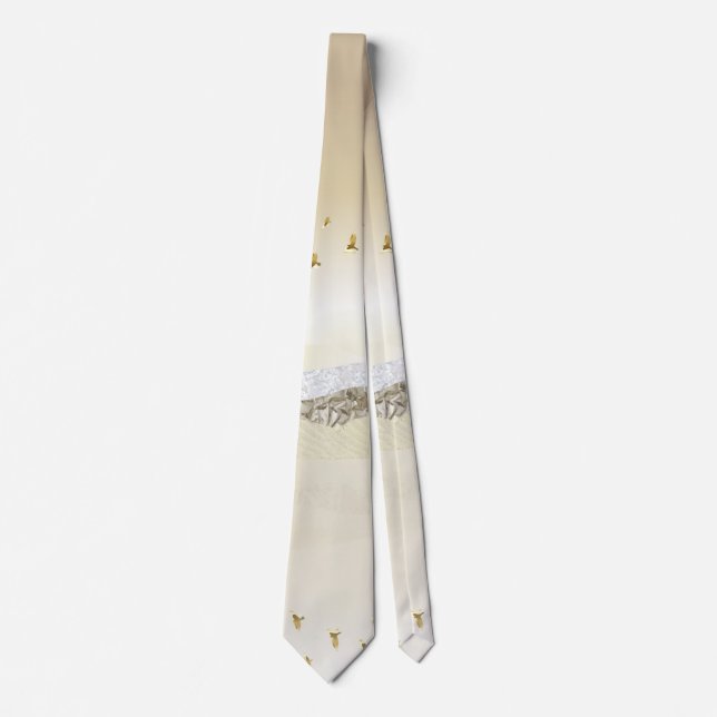Gold Winter Sunset Mountain Reflection In Water Tie (Front)